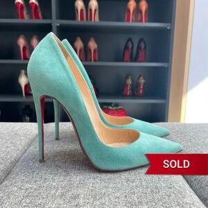 Christian Louboutin So Kate 120, Blue Suede, EU39 (fits a US8 or US8.5)